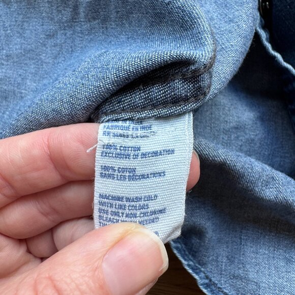 American Eagle Denim Pearl Snap Button Up Ombre Size Small - Picture 4 of 8